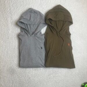 Polo Ralph Lauren LOT of two men's green and grey lightweight‎ hoodie soft M